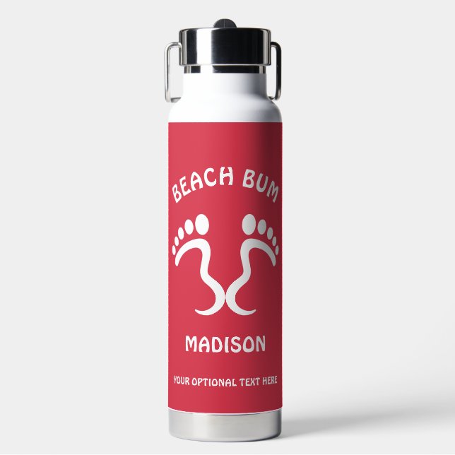 Custom Name, Text & Colour Beach Bum Water Bottle (Front)