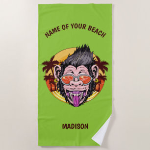 Custom name, text & colour Beach Monkey Towel