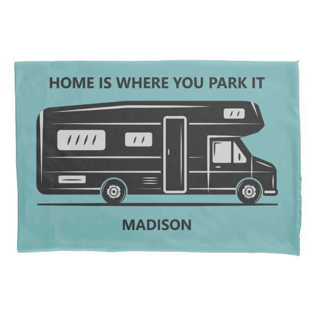 Custom name, text & colour Camper Van Pillowcase (Front)