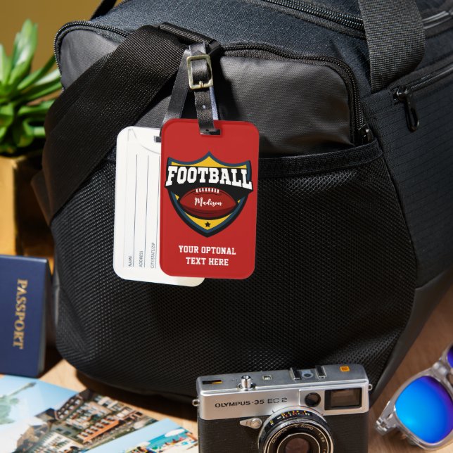 Custom name, text & colour Football Luggage Tag (Front & Back)