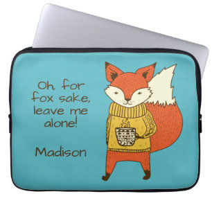 Custom name, text & colour Fox laptop sleeves