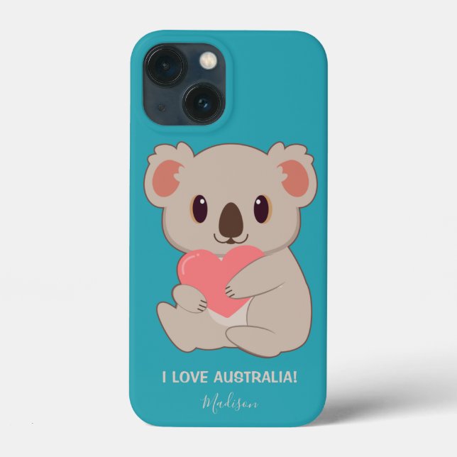 Custom Name, Text & Colour Love Koala phone cases (Back)