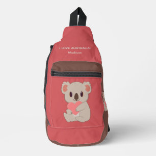 Custom Name, Text & Colour Love Koala Sling Bag
