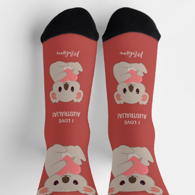 Custom Name, Text & Colour Love Koala Socks (Top)