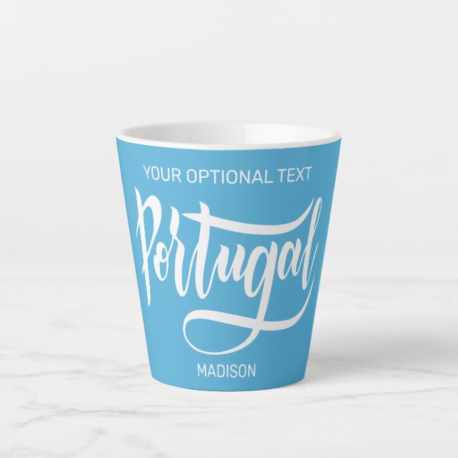 Custom Name, Text & Colour Portugal Latte Mug (Front)