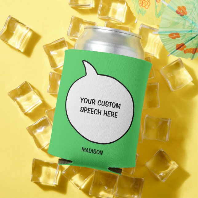 Custom Name, Text & Colour Speech Bubbles Can Cooler (In Situ Summer)
