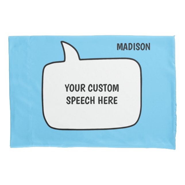 Custom Name, Text & Colour Speech Bubbles Pillowcase (Front)