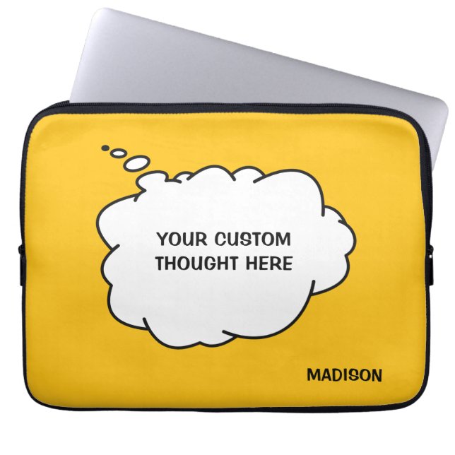 Custom Name, Text & Colour Thought Bubble Laptop Sleeve (Front)