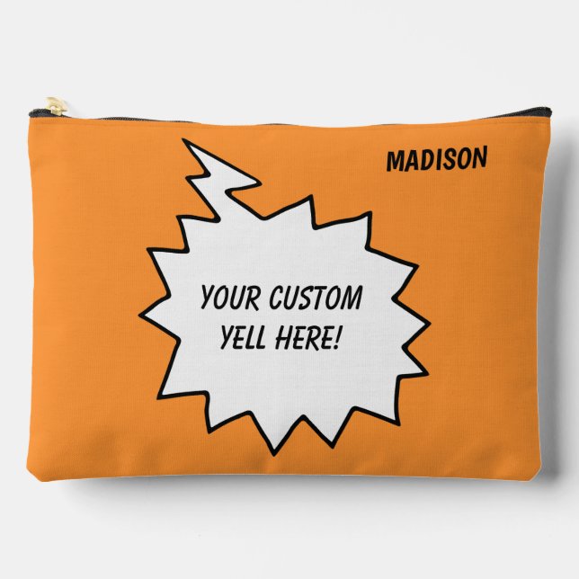 Custom Name, Text & Colour Yell Bubble Accessory Pouch (Front)