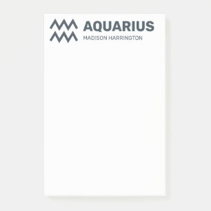 Custom Name / Text & Colour Zodiac Sign Aquarius Post-it Notes