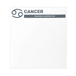 Custom Name / Text & Colour Zodiac Sign Cancer Notepad