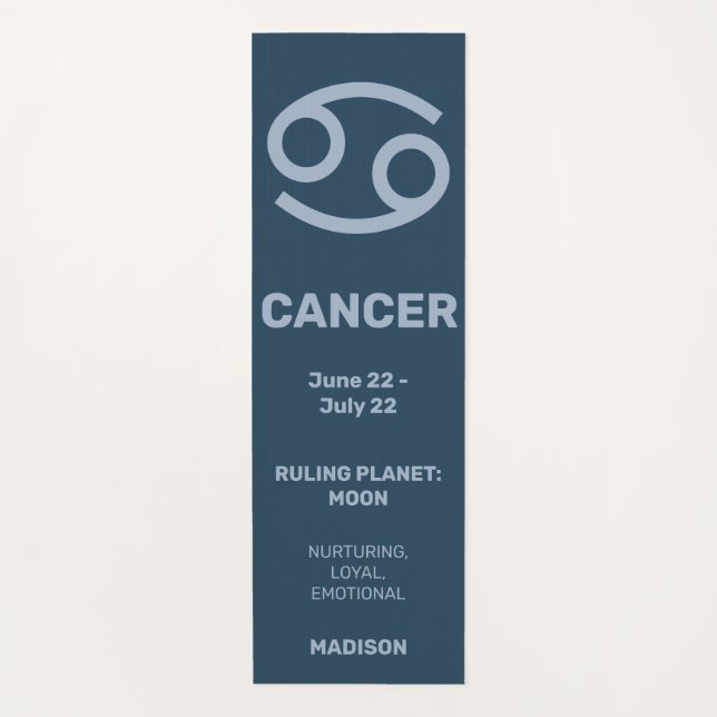 Custom Name / Text & Colour Zodiac Sign Cancer Yoga Mat (Front)