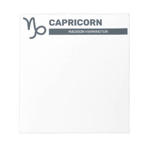 Custom Name / Text & Colour Zodiac Sign Capricorn Notepad