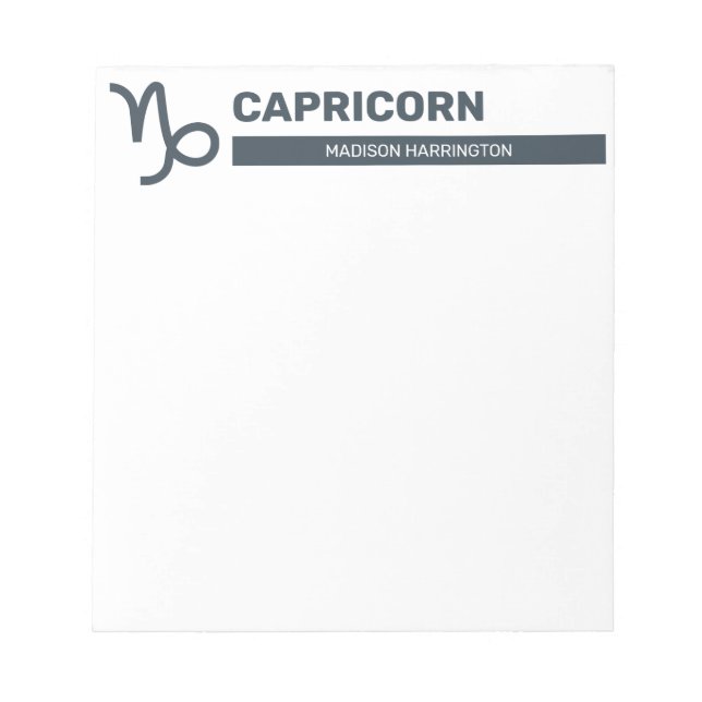 Custom Name / Text & Colour Zodiac Sign Capricorn Notepad (Front)