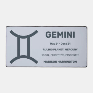 Custom Name / Text & Colour Zodiac Sign Gemini Desk Mat