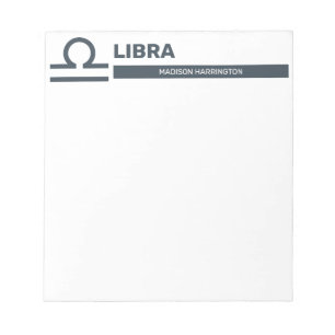 Custom Name / Text & Colour Zodiac Sign Libra Notepad