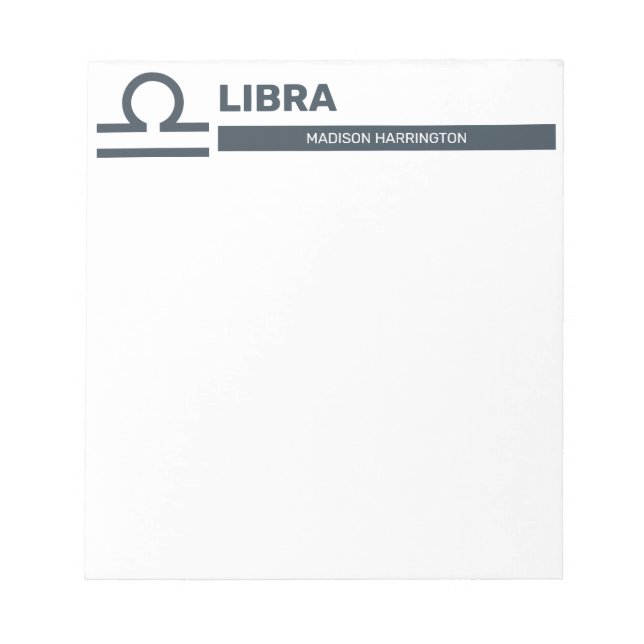 Custom Name / Text & Colour Zodiac Sign Libra Notepad (Front)