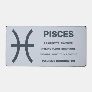 Custom Name / Text & Colour Zodiac Sign Pisces Desk Mat