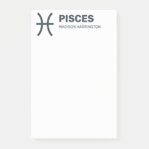 Custom Name / Text & Colour Zodiac Sign Pisces Post-it Notes