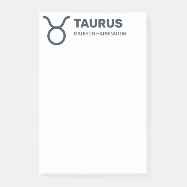 Custom Name / Text & Colour Zodiac Sign Taurus Post-it Notes (Front)