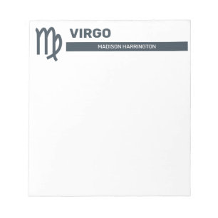Custom Name / Text & Colour Zodiac Sign Virgo Notepad
