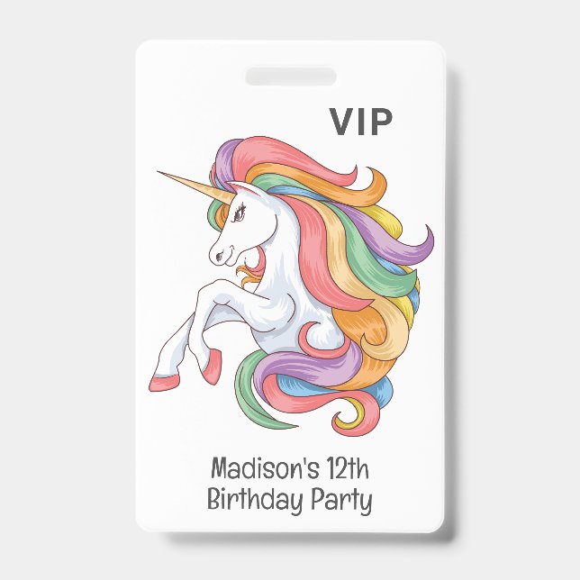Custom Name & Text Colourful Unicorn ID Badge (Front)