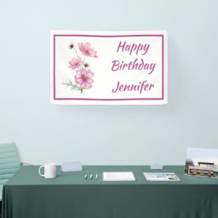 Custom Name Text Cosmos Garden Flower Banner
