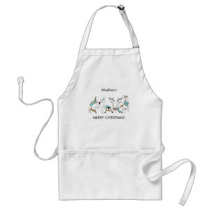 Custom Name & Text Cute Christmas Animals Standard Apron