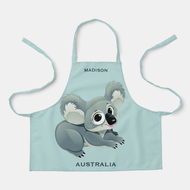 Custom Name & Text Cute Koala Apron (Front)