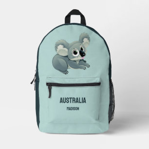 Custom Name & Text Cute Koala Printed Backpack