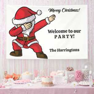 Custom Name & Text Dabbing Dancing Santa Banner