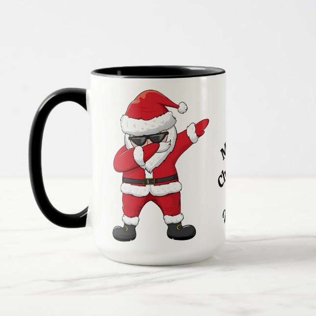 Custom Name & Text Dabbing Dancing Santa Mug (Left)