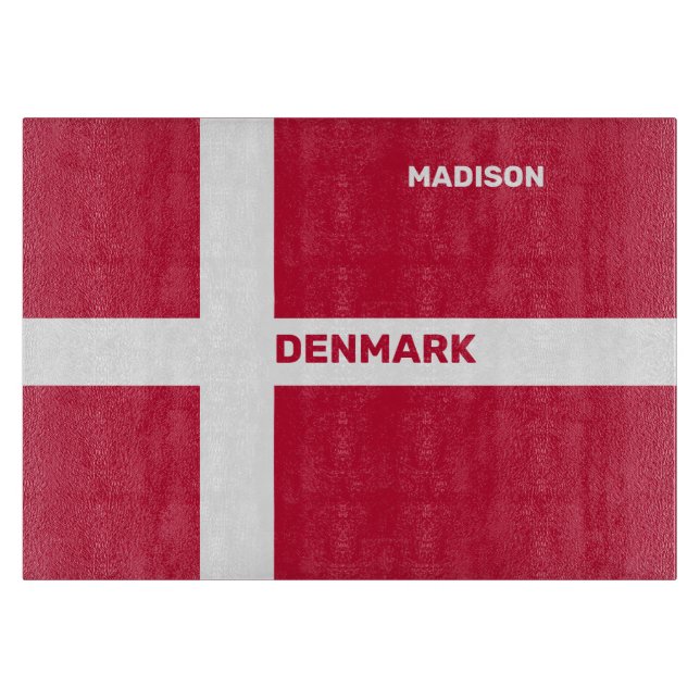 Custom Name & Text Denmark Flag Cutting Board (Front)