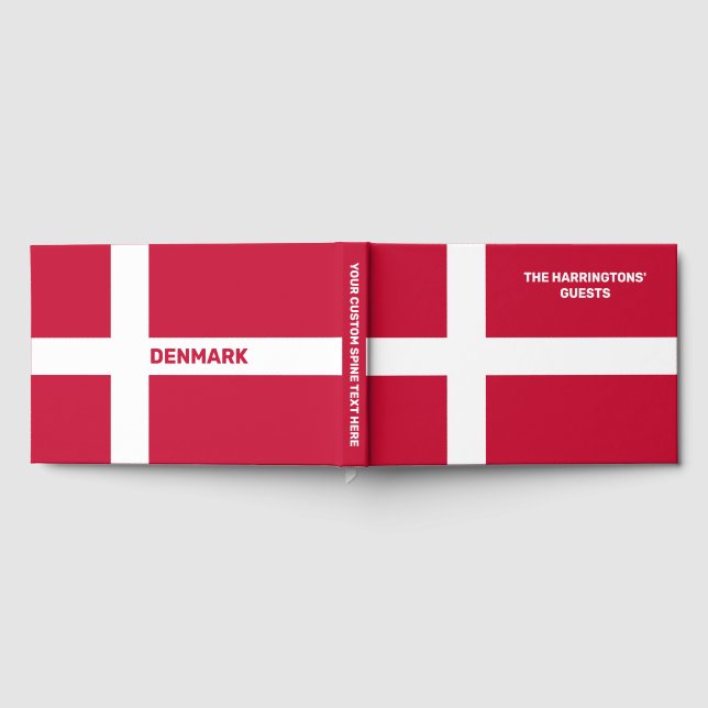 Custom Name & Text Denmark Flag Guest Book (Full)