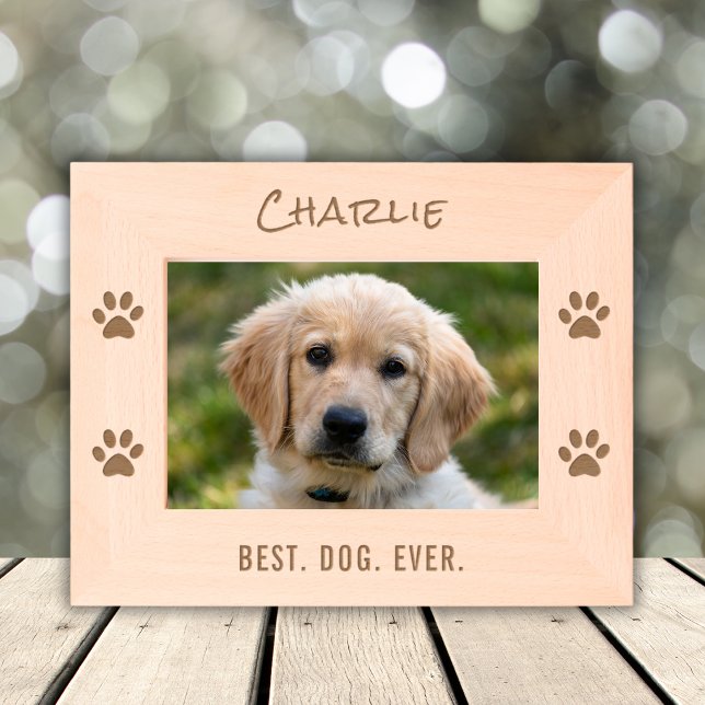 Custom Name Text Dog Mum Dad Pet Owner Paw Prints Etched Frames (Creator Uploaded)