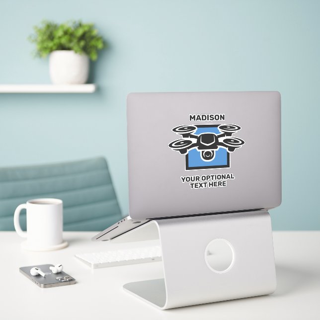 Custom Name & Text Drone (Laptop On Desk)