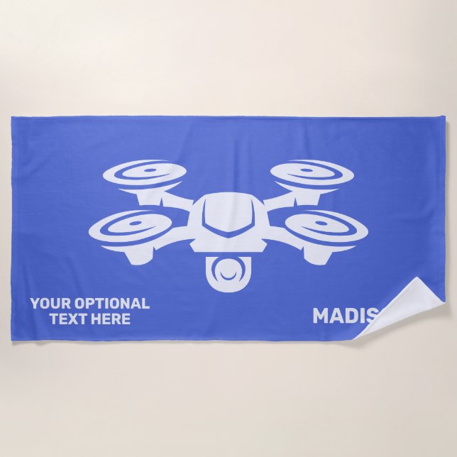 Custom Name & Text Drone Beach Towel (Front)