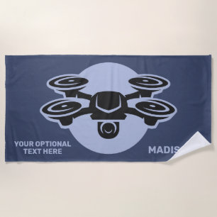 Custom Name & Text Drone Beach Towel