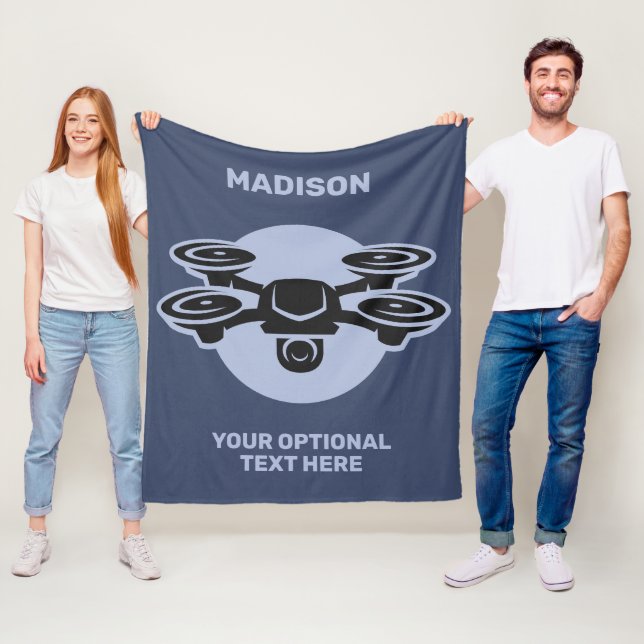 Custom Name & Text Drone Fleece Blanket (In Situ)