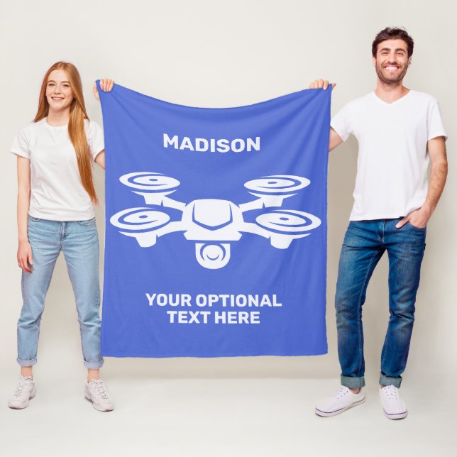 Custom Name & Text Drone Fleece Blanket (In Situ)