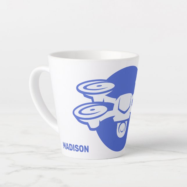 Custom Name & Text Drone Latte Mug (Left Angle)