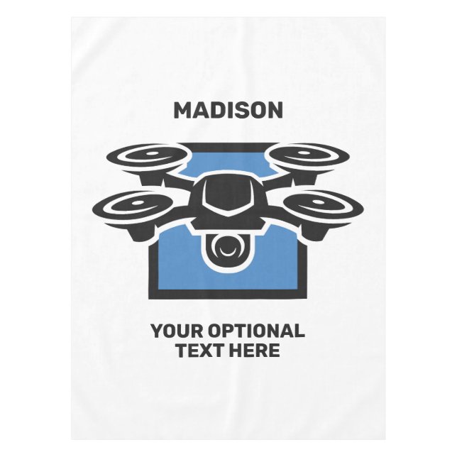 Custom Name & Text Drone Tablecloth (Front)