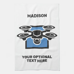 Custom Name & Text Drone Tea Towel