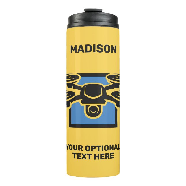 Custom Name & Text Drone Thermal Tumbler (Front)