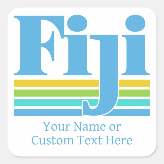 Custom Name / Text Fiji Square Sticker (Front)