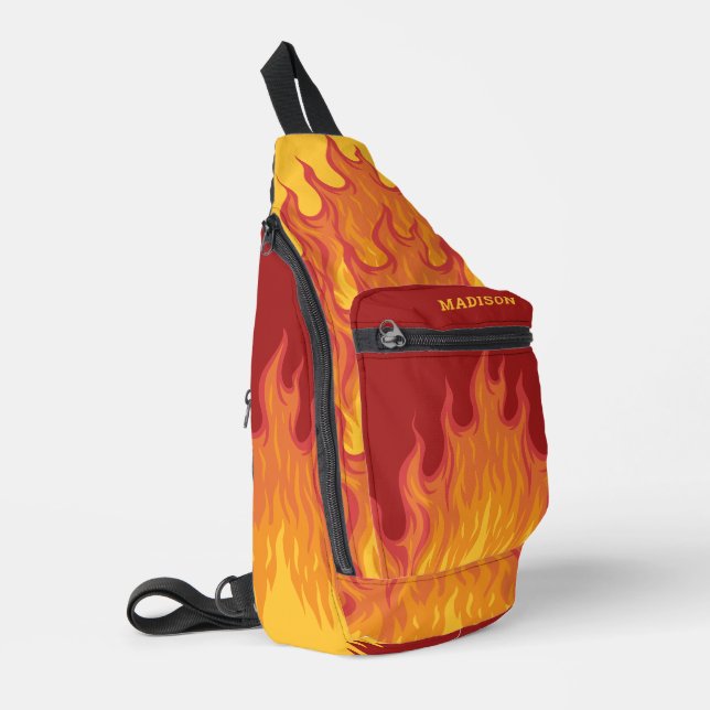Custom Name / Text Firefighter Sling Bag (Left Corner)