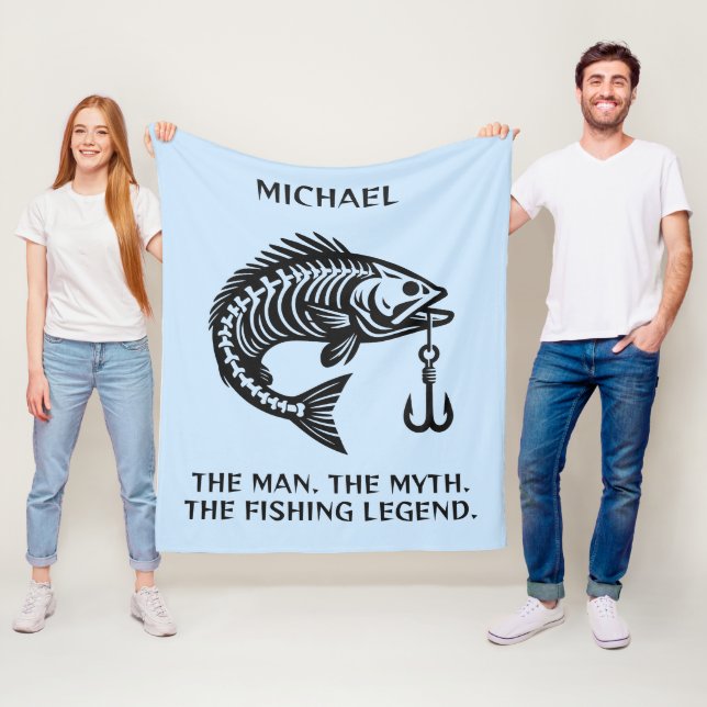 Custom Name & Text Fish Fleece Blanket (In Situ)