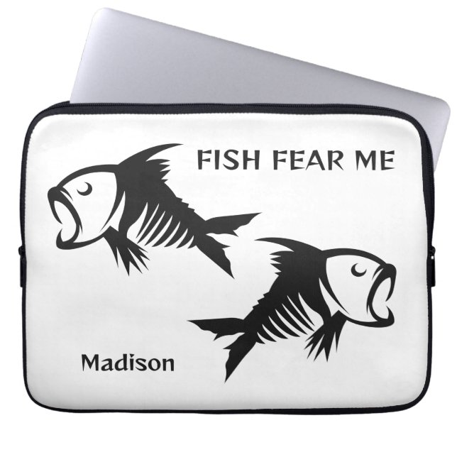 Custom Name & Text Fish Laptop Sleeve (Front)