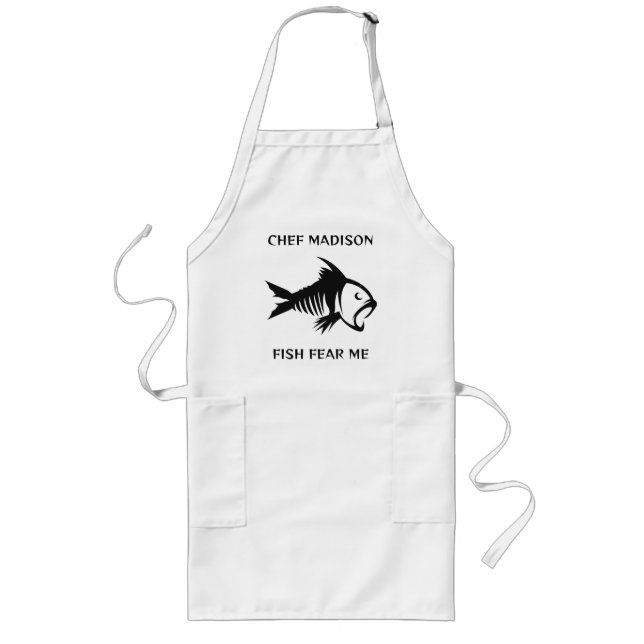 Custom Name & Text Fish Long Apron (Front)