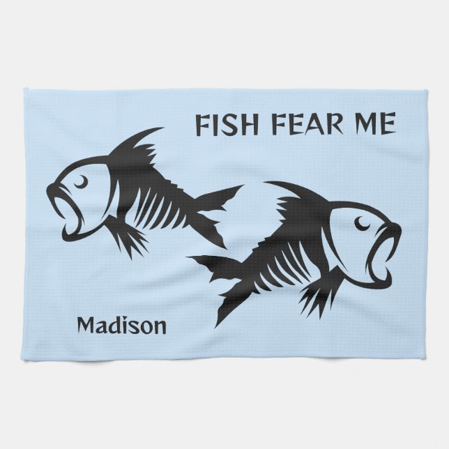 Custom Name & Text Fish Tea Towel (Horizontal)